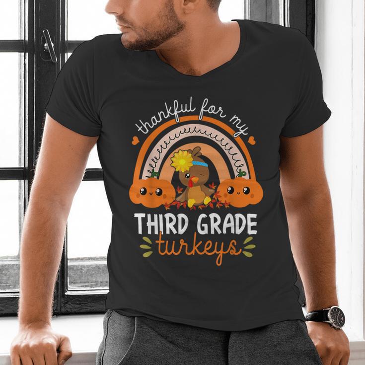 Teacher Thanksgiving Thankful For My Third Grade Turkeys Men's V-Neck T-Shirt, gift for family, gift for coworker Teacher Thanksgiving Thankful For My Third Grade Turkeys Men's V-Neck T-Shirt, gift for family, gift for coworker