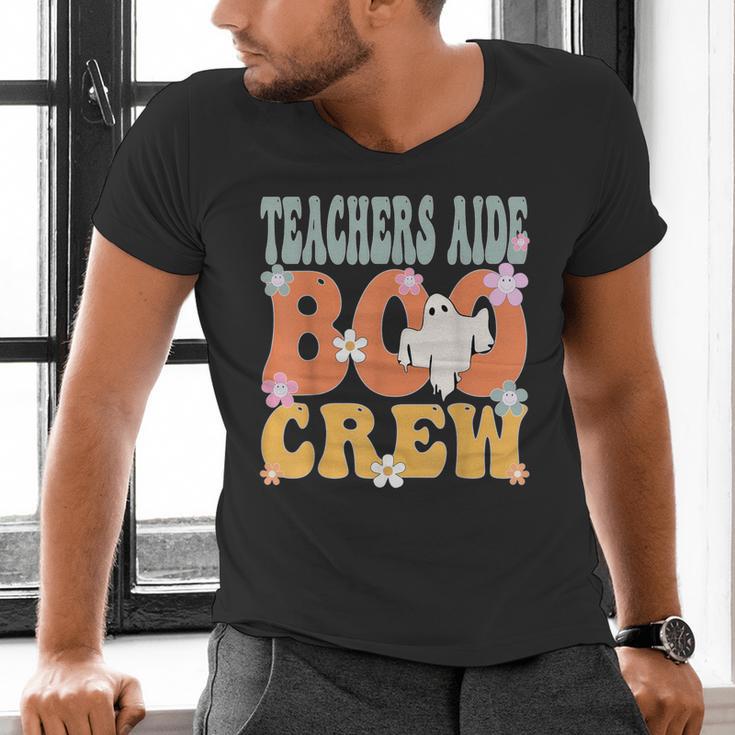 Teachers Aide Boo Crew Ghost Groovy Halloween For Women Men's V-Neck T-Shirt, gift for family, gift for coworker