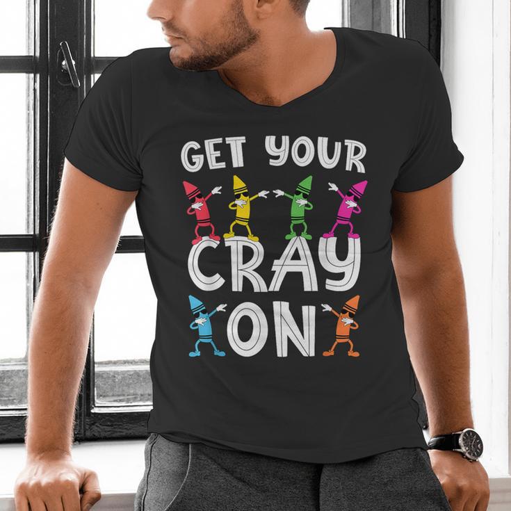 Teacher's Get Your Cray On Dabbing Crayons Men's V-Neck T-Shirt, gift for family, gift for coworker Teacher's Get Your Cray On Dabbing Crayons Men's V-Neck T-Shirt, gift for family, gift for coworker