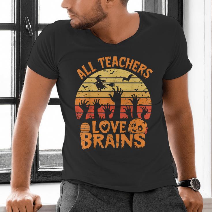 All Teachers Love Brains Teachers Halloween Teacher Men's V-Neck T-Shirt, gift for family, gift for coworker All Teachers Love Brains Teachers Halloween Teacher Men's V-Neck T-Shirt, gift for family, gift for coworker