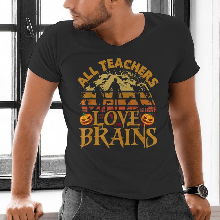 All Teachers Love Brains School Halloween Costume Men's V-Neck T-Shirt, gift for family, gift for coworker