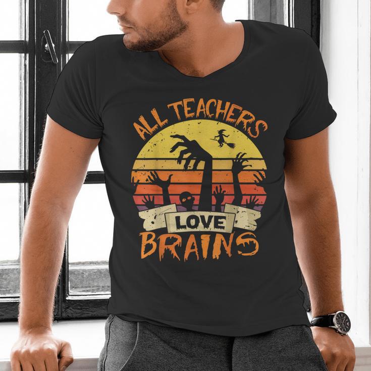 All Teachers Love Brains Shirt Halloween Teachers Men's V-Neck T-Shirt, gift for family, gift for coworker All Teachers Love Brains Shirt Halloween Teachers Men's V-Neck T-Shirt, gift for family, gift for coworker