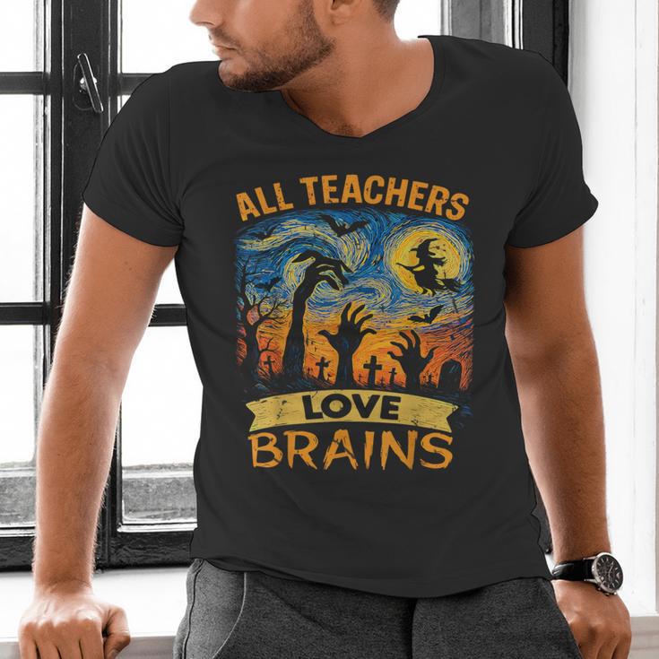 All Teachers Love Brains Shirt Teacher Halloween Tee Men's V-Neck T-Shirt, gift for family, gift for coworker All Teachers Love Brains Shirt Teacher Halloween Tee Men's V-Neck T-Shirt, gift for family, gift for coworker