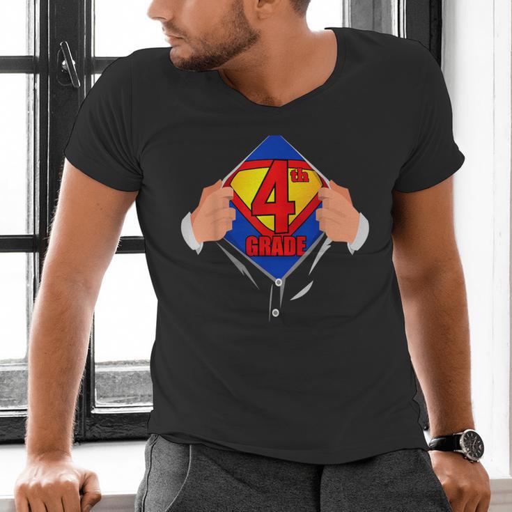 Teachers Are Superheroes 4th Grade Super Teacher Staff Men Women Men's V-Neck T-Shirt, Super Teacher Shirts, 4th Grade Teacher Shirts, gift for family, gift for coworker