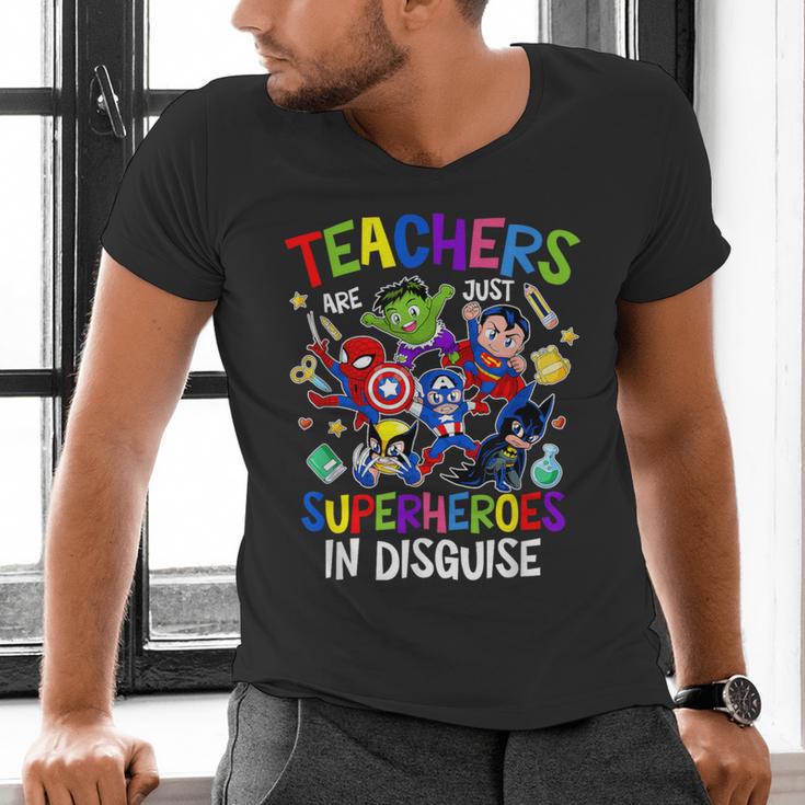 Teachers Are Superheroes Back To School Men's V-Neck T-Shirt, gift for family, gift for coworker