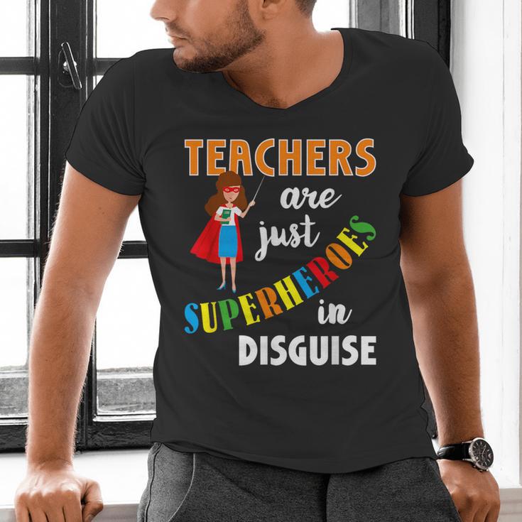 Teachers Are Superheroes Graduation School Teachers Men's V-Neck T-Shirt, gift for family, gift for coworker