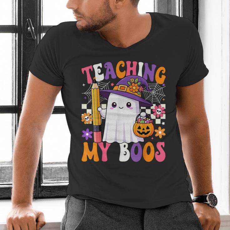 Teaching My Boos Ghost Teacher Cute Pencil Halloween Teacher Men's V-Neck T-Shirt, gift for family, gift for coworker Teaching My Boos Ghost Teacher Cute Pencil Halloween Teacher Men's V-Neck T-Shirt, gift for family, gift for coworker