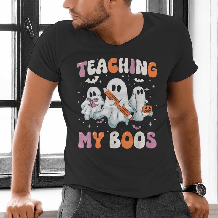 Teaching My Boos Teacher Cute Ghost Teacher Halloween Men's V-Neck T-Shirt, gift for family, gift for coworker Teaching My Boos Teacher Cute Ghost Teacher Halloween Men's V-Neck T-Shirt, gift for family, gift for coworker