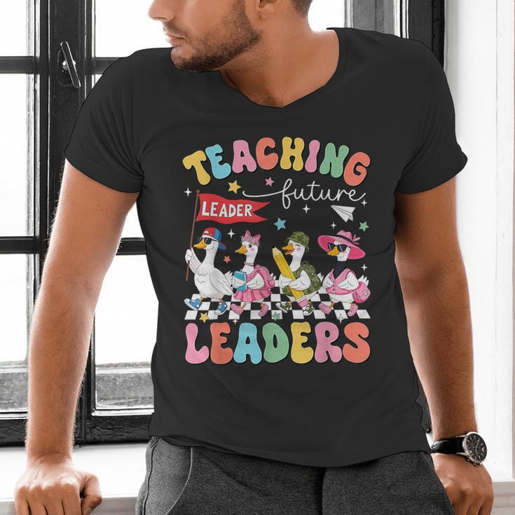 Teaching Future Leaders Groovy Teacher Back To School Men's V-Neck T-Shirt, Future Teacher Shirts, Groovy Teacher Shirts, gift for family, gift for coworker