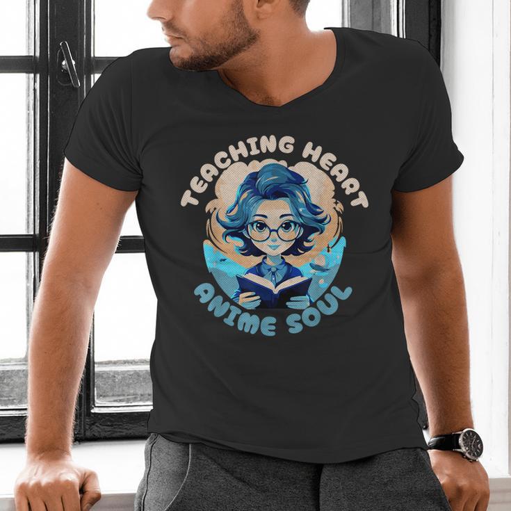 Teaching Heart Anime Soul Teacher Otaku Manga Men's V-Neck T-Shirt, gift for family, gift for coworker