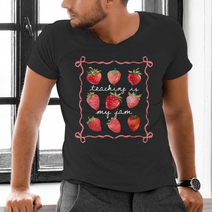Teaching Is My Jam Strawberry Kinder Team Teacher Men's V-Neck T-Shirt, gift for family, gift for coworker Teaching Is My Jam Strawberry Kinder Team Teacher Men's V-Neck T-Shirt, gift for family, gift for coworker