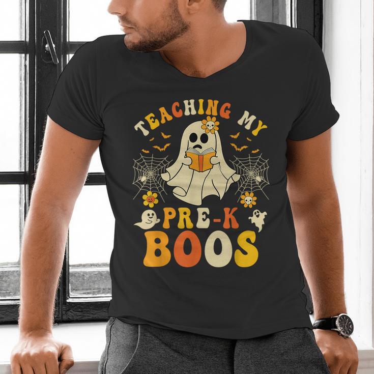 Teaching My Pre-K Boos Crew Teachers Halloween Ghost Men's V-Neck T-Shirt, gift for family, gift for coworker