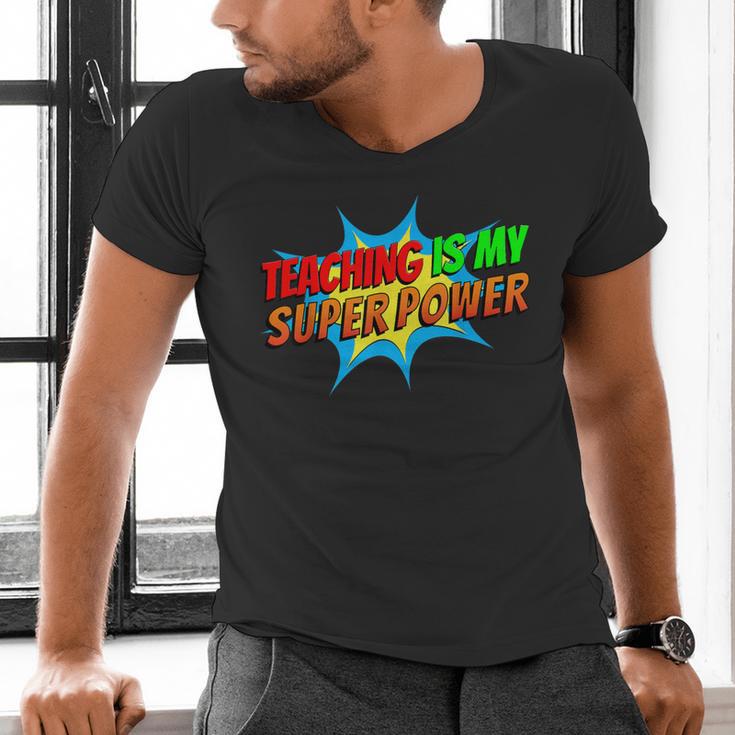Teaching Is My Superpower Comic Back To School Teacher Men's V-Neck T-Shirt, gift for family, gift for coworker Teaching Is My Superpower Comic Back To School Teacher Men's V-Neck T-Shirt, gift for family, gift for coworker