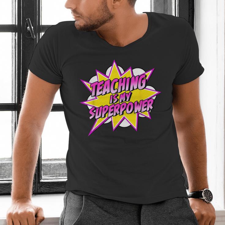 Teaching Is My Superpower Retro Comic Super Teacher Men's V-Neck T-Shirt, Super Teacher Shirts, gift for family, gift for coworker Teaching Is My Superpower Retro Comic Super Teacher Men's V-Neck T-Shirt, Super Teacher Shirts, gift for family, gift for coworker