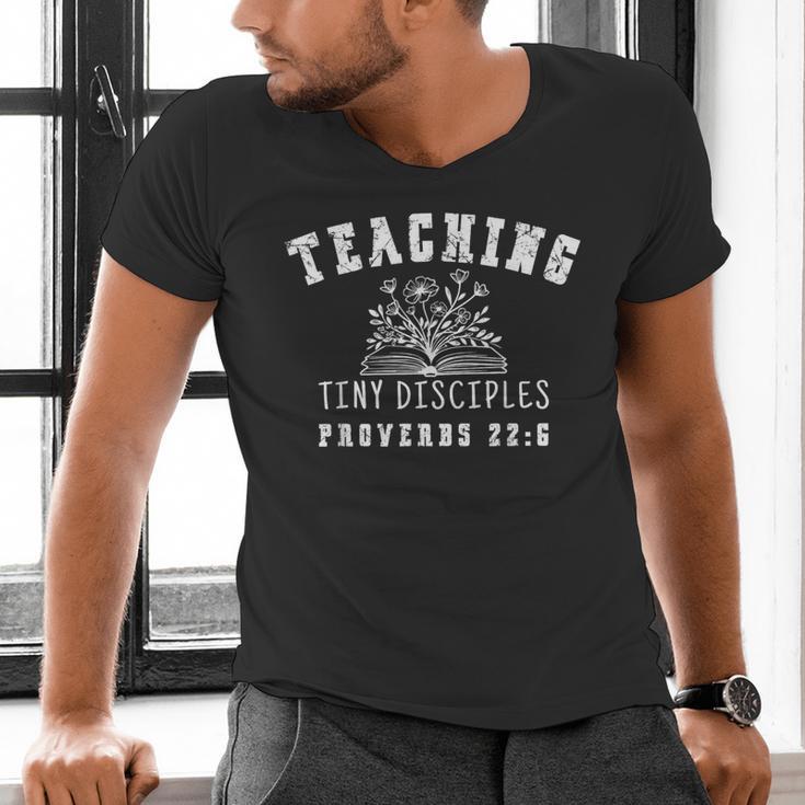 Teaching Tiny Disciples Christian Bible Verse Teacher Men's V-Neck T-Shirt, gift for family, gift for coworker Teaching Tiny Disciples Christian Bible Verse Teacher Men's V-Neck T-Shirt, gift for family, gift for coworker