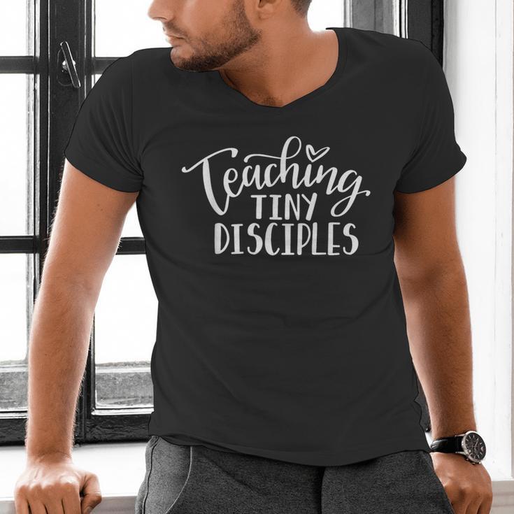 Teaching Tiny Disciples Christian Teacher Men's V-Neck T-Shirt, gift for family, gift for coworker Teaching Tiny Disciples Christian Teacher Men's V-Neck T-Shirt, gift for family, gift for coworker