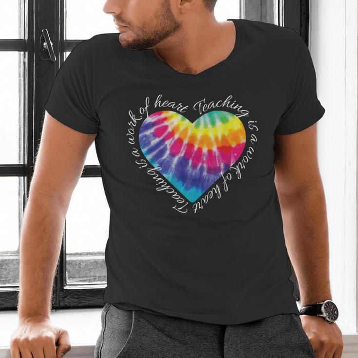 Teaching Is a Work Of Heart Tie Dye Hippie For Teacher For Men Women Girls Kids Men's V-Neck T-Shirt, gift for family, gift for coworker