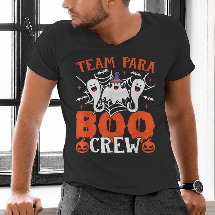 Team Para Boo Crew Halloween Ghost Paraprofessional Teacher Men's V-Neck T-Shirt, gift for family, gift for coworker