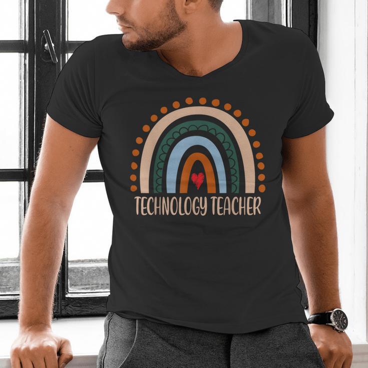 Technology Teacher Rainbow Appreciation Day Back To School For Men Women Men's V-Neck T-Shirt, gift for family, gift for coworker Technology Teacher Rainbow Appreciation Day Back To School For Men Women Men's V-Neck T-Shirt, gift for family, gift for coworker