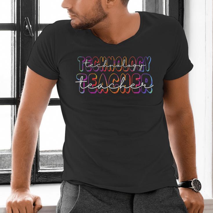 Technology Teacher Student First Day Back To School Tie Dye For Men Women Girls Kids Men's V-Neck T-Shirt, gift for family, gift for coworker Technology Teacher Student First Day Back To School Tie Dye For Men Women Girls Kids Men's V-Neck T-Shirt, gift for family, gift for coworker