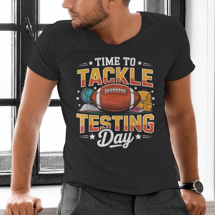 Test Day State Football Tackle Testing Day Sports Teacher Men's V-Neck T-Shirt, gift for family, gift for coworker
