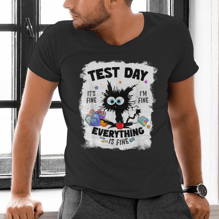 Test Day Stressed Cat Teacher Student Kids Testing Day Men's V-Neck T-Shirt, gift for family, gift for coworker Test Day Stressed Cat Teacher Student Kids Testing Day Men's V-Neck T-Shirt, gift for family, gift for coworker