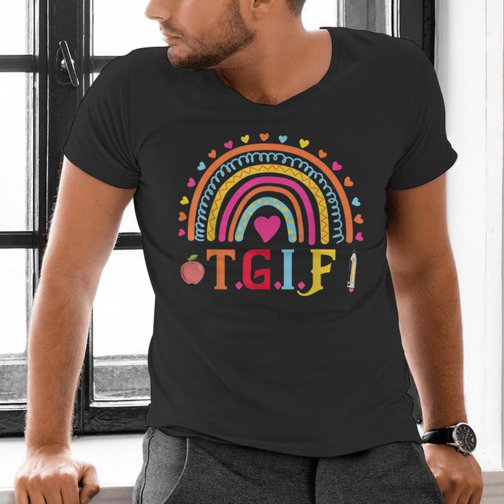 TGIF Teacher Appreciation Alphabet Thank God It's Friday For Men Women Girls Kids Men's V-Neck T-Shirt, gift for family, gift for coworker