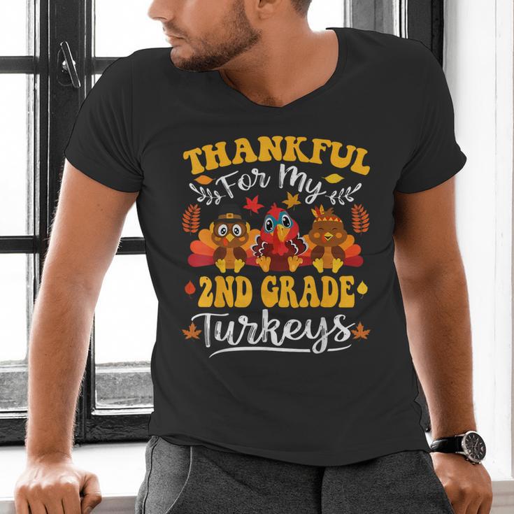 Thankful For My 2nd Grade Turkeys Thanksgiving Teacher Fall Men's V-Neck T-Shirt, 2nd Grade Teacher Shirts, gift for family, gift for coworker Thankful For My 2nd Grade Turkeys Thanksgiving Teacher Fall Men's V-Neck T-Shirt, 2nd Grade Teacher Shirts, gift for family, gift for coworker