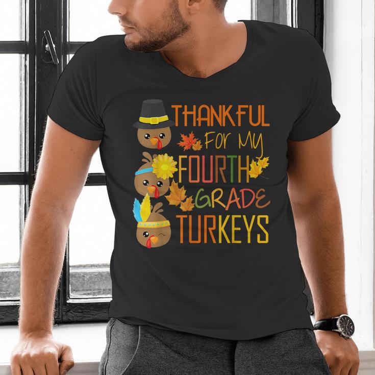 Thankful For My 4th Grade Turkey Thanksgiving Turkey Teacher Men's V-Neck T-Shirt, 4th Grade Teacher Shirts, gift for family, gift for coworker Thankful For My 4th Grade Turkey Thanksgiving Turkey Teacher Men's V-Neck T-Shirt, 4th Grade Teacher Shirts, gift for family, gift for coworker