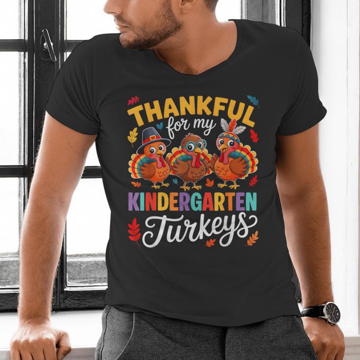 Thankful For My Kindergarten Turkeys Thanksgiving Teacher Men's V-Neck T-Shirt, gift for family, gift for coworker Thankful For My Kindergarten Turkeys Thanksgiving Teacher Men's V-Neck T-Shirt, gift for family, gift for coworker