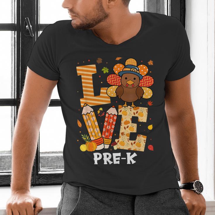 Thanksgiving Love Pre-K Teacher Turkey Autumn Fall For Men Women Girls Kids Men's V-Neck T-Shirt, gift for family, gift for coworker