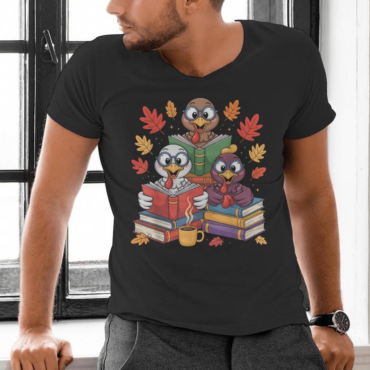 Thanksgiving Teacher Books Turkey Reading Book Men's V-Neck T-Shirt, gift for family, gift for coworker Thanksgiving Teacher Books Turkey Reading Book Men's V-Neck T-Shirt, gift for family, gift for coworker