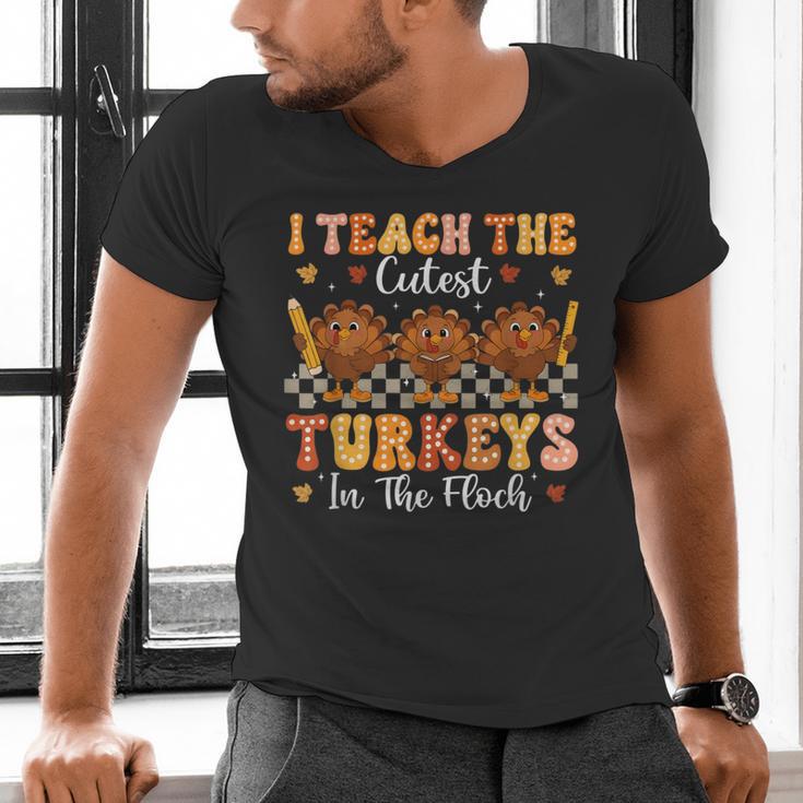 Thanksgiving Teacher I Teach The Cutest Turkeys In The Flock Men's V-Neck T-Shirt, gift for family, gift for coworker Thanksgiving Teacher I Teach The Cutest Turkeys In The Flock Men's V-Neck T-Shirt, gift for family, gift for coworker