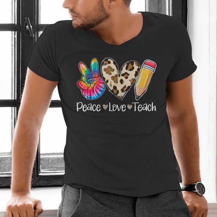 Tie Dye Hippie Peace Love Teach Teacher Appreciation Men's V-Neck T-Shirt, gift for family, gift for coworker Tie Dye Hippie Peace Love Teach Teacher Appreciation Men's V-Neck T-Shirt, gift for family, gift for coworker