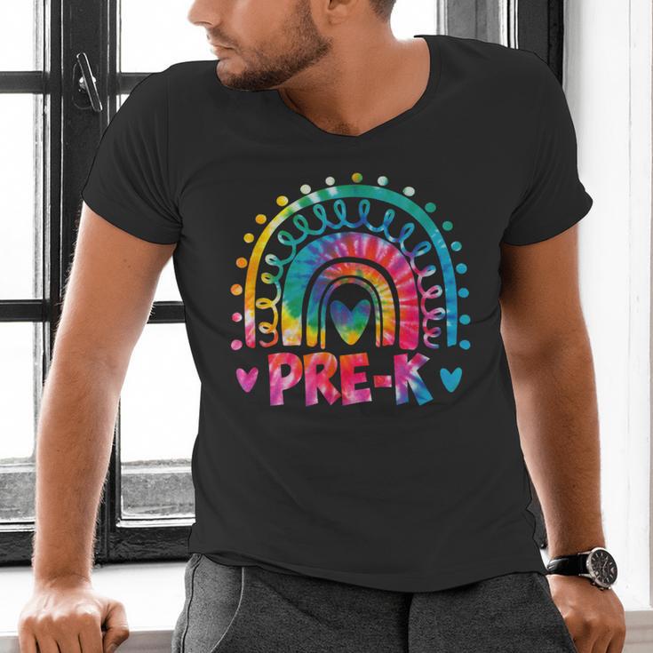 Tie Dye Prek Teacher Rainbow Preschool Back To School Girl Men's V-Neck T-Shirt, gift for family, gift for coworker