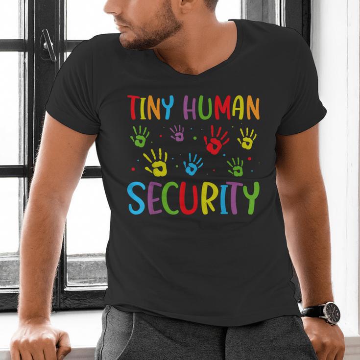 Tiny Human Security Preschool Childcare Teacher Babysitters Men's V-Neck T-Shirt, gift for family, gift for coworker