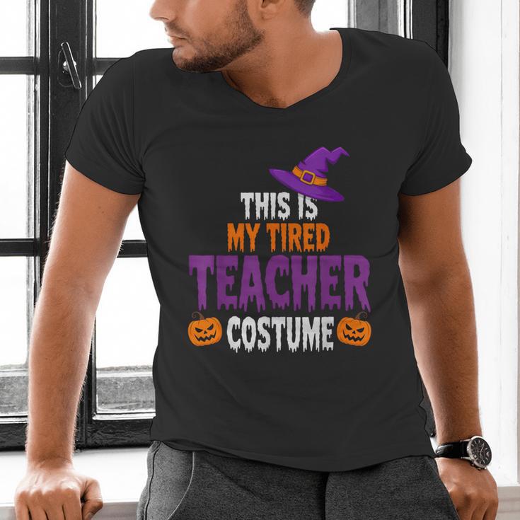 Tired Teacher Costume For Halloween Teachers Men's V-Neck T-Shirt, gift for family, gift for coworker
