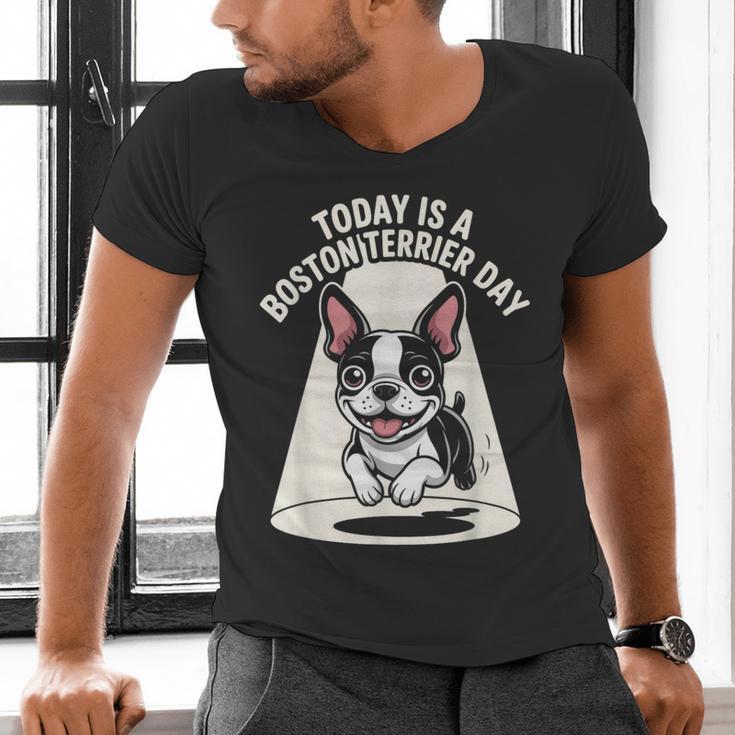 Today Is A Boston Terrier Day Cute Dog Lover Cartoon Men's V-Neck T-Shirt, gift for family, gift for coworker