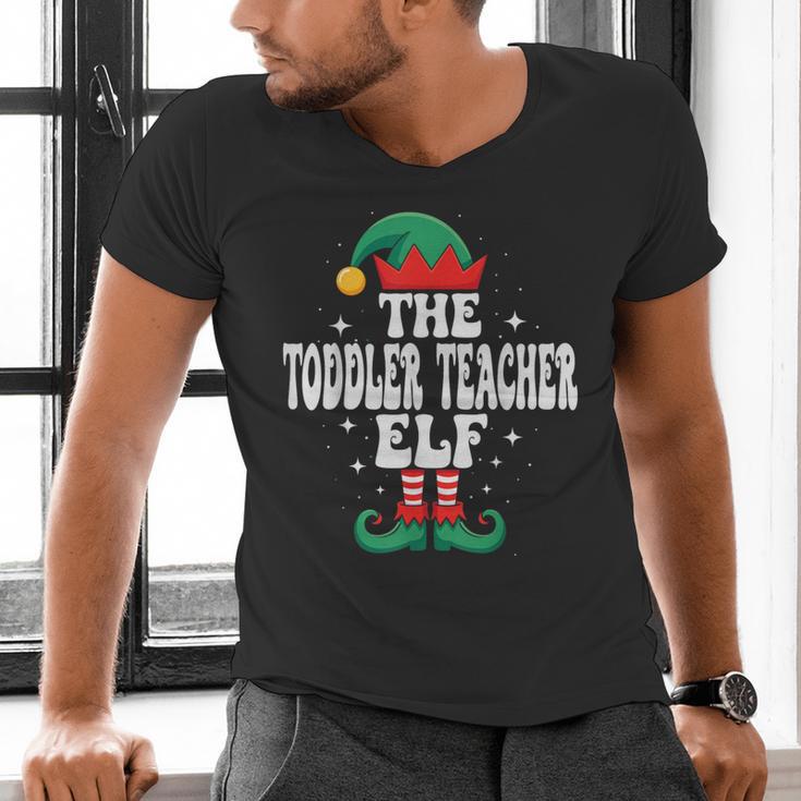 The Toddler Teacher Elf Christmas Matching Family Men's V-Neck T-Shirt, gift for family, gift for coworker