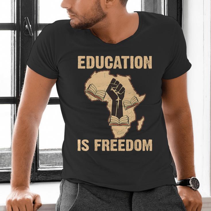 History Education Is Freedom African Map Black Teacher Men's V-Neck T-Shirt, History Teacher Shirts, gift for family, gift for coworker History Education Is Freedom African Map Black Teacher Men's V-Neck T-Shirt, History Teacher Shirts, gift for family, gift for coworker