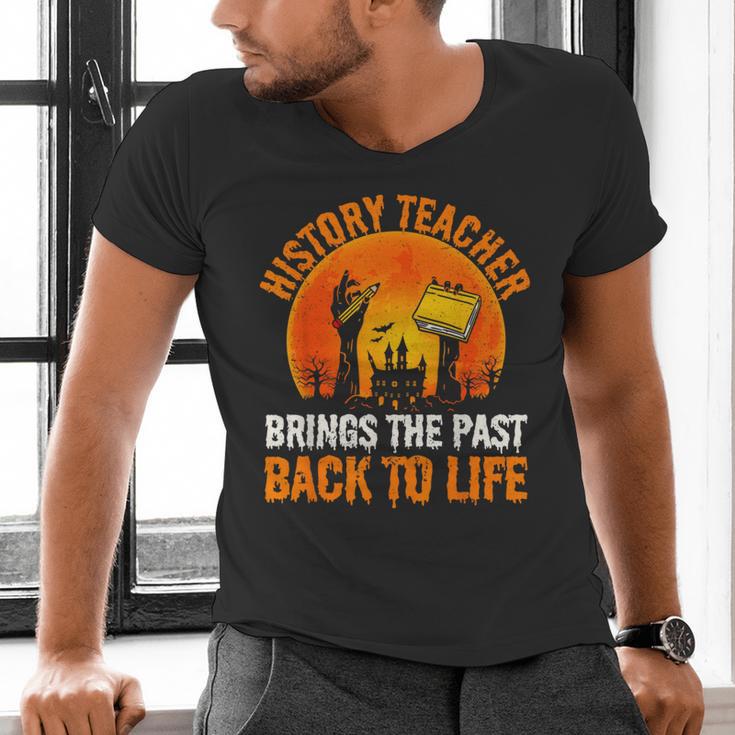 History Teacher Brings Past Back To Life Halloween Zombie Men's V-Neck T-Shirt, History Teacher Shirts, gift for family, gift for coworker History Teacher Brings Past Back To Life Halloween Zombie Men's V-Neck T-Shirt, History Teacher Shirts, gift for family, gift for coworker