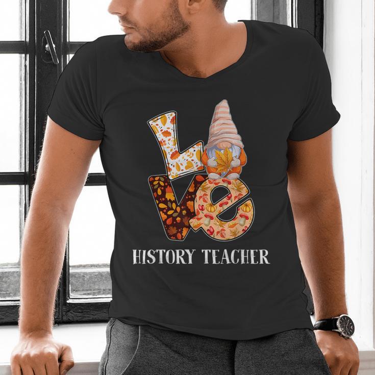 History Teacher Love Autumn Fall Gnome For Teachers For Men Women Men's V-Neck T-Shirt, History Teacher Shirts, gift for family, gift for coworker