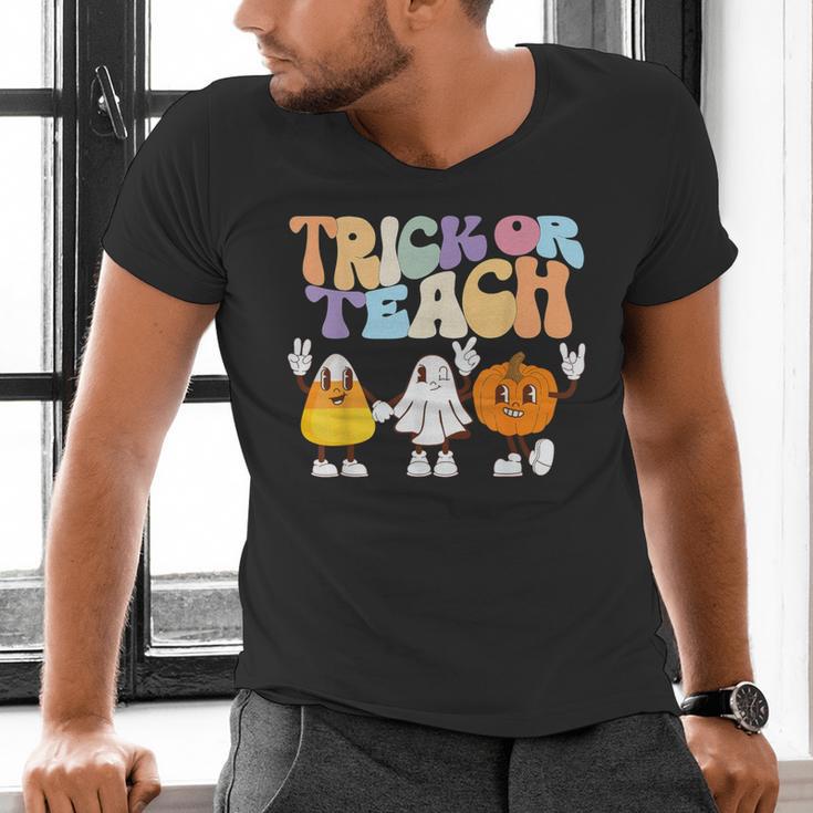 Trick Or Teach Cute Halloween Teacher Men's V-Neck T-Shirt, gift for family, gift for coworker