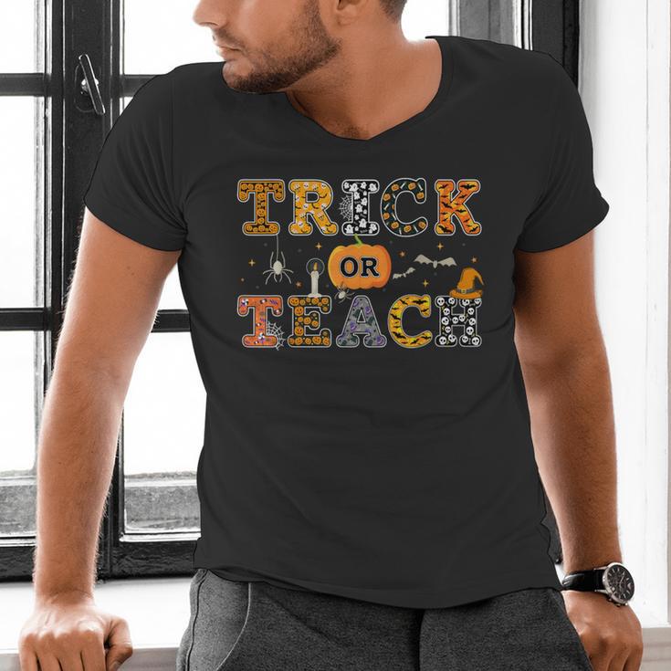 Trick Or Teach Funny School Teacher Halloween Costume Men's V-Neck T-Shirt, gift for family, gift for coworker Trick Or Teach Funny School Teacher Halloween Costume Men's V-Neck T-Shirt, gift for family, gift for coworker