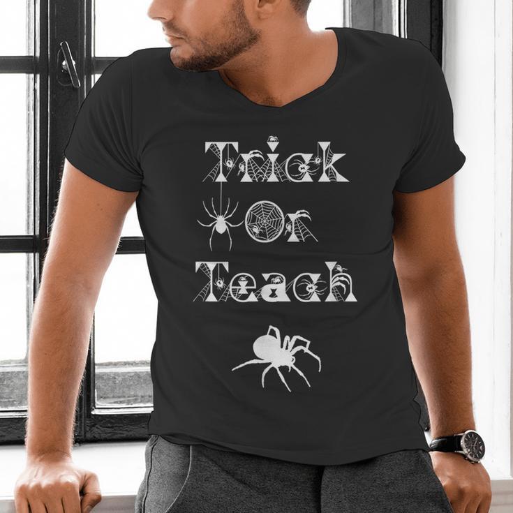 Trick Or Teach Halloween Teacher Shirt Teaching Spider Tee For Men Women Kids Men's V-Neck T-Shirt, gift for family, gift for coworker
