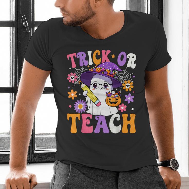 Trick Or Teach Teacher Ghost Teaching Fun Halloween Teacher Men's V-Neck T-Shirt, gift for family, gift for coworker Trick Or Teach Teacher Ghost Teaching Fun Halloween Teacher Men's V-Neck T-Shirt, gift for family, gift for coworker