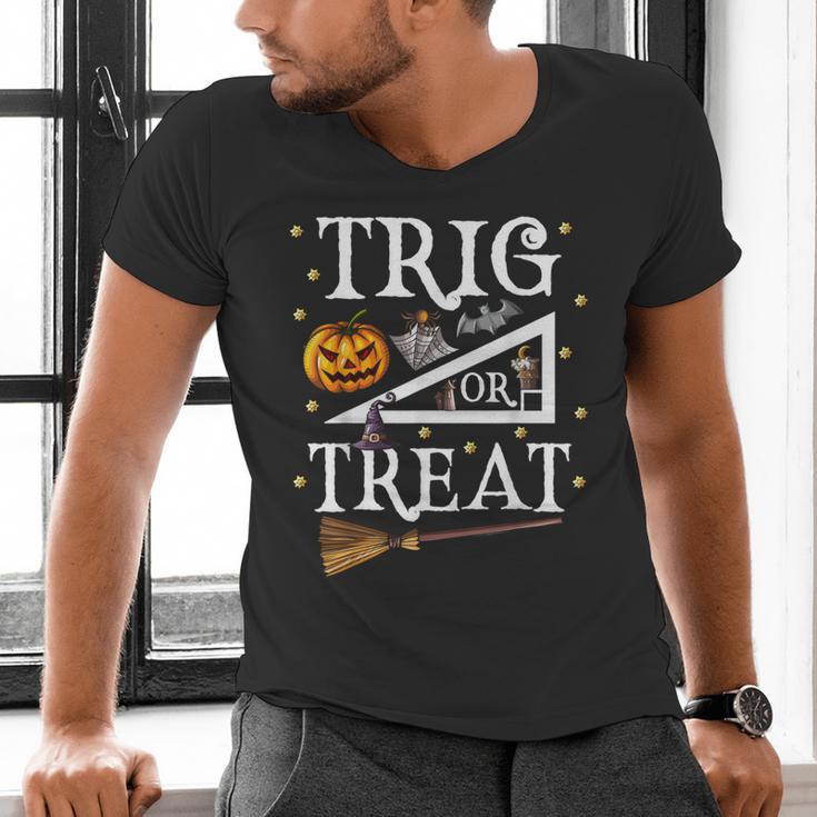 Trig Or Treat Shirt Halloween Math Teacher School College Men Women Kids Men's V-Neck T-Shirt, gift for family, gift for coworker