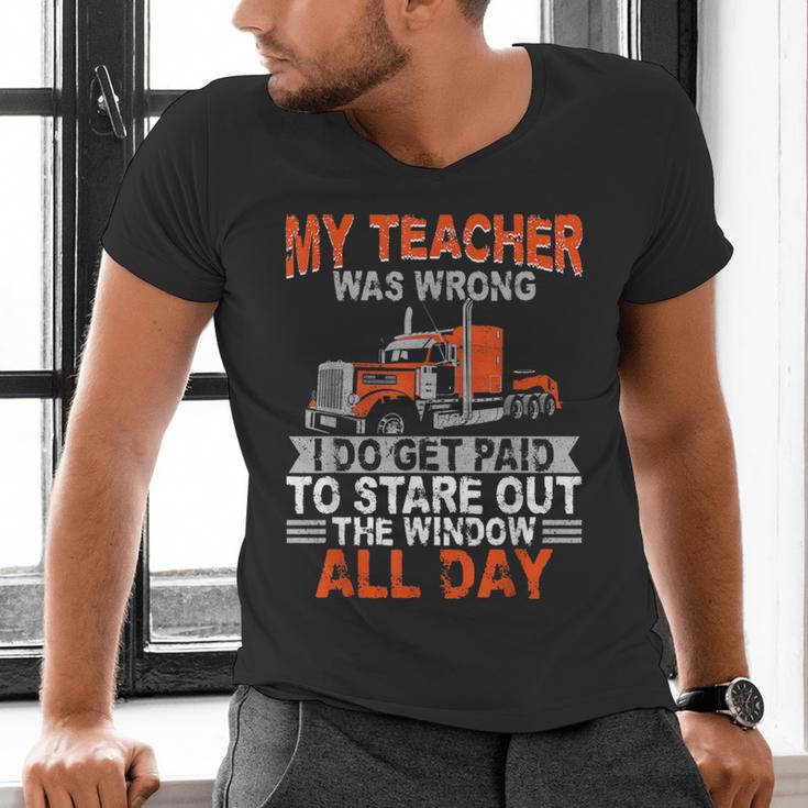 Trucker Truck Driver Vintage My Teacher Was Wrong I Do Get Men's V-Neck T-Shirt, gift for family, gift for coworker