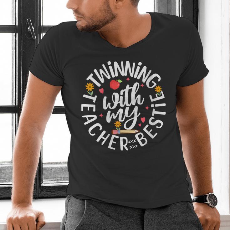 Twin Day For Spirit Week Teacher Bestie Matching Men's V-Neck T-Shirt, gift for family, gift for coworker Twin Day For Spirit Week Teacher Bestie Matching Men's V-Neck T-Shirt, gift for family, gift for coworker
