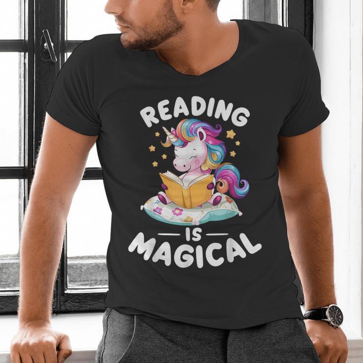 Unicorn Teacher Reading Is Magical Book Men's V-Neck T-Shirt, gift for family, gift for coworker Unicorn Teacher Reading Is Magical Book Men's V-Neck T-Shirt, gift for family, gift for coworker